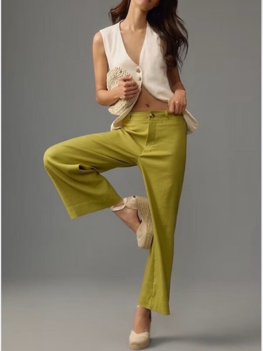 Anthropologie The Ettie High-rise Crop Wide-leg Pant by Maeve: Linen Edition